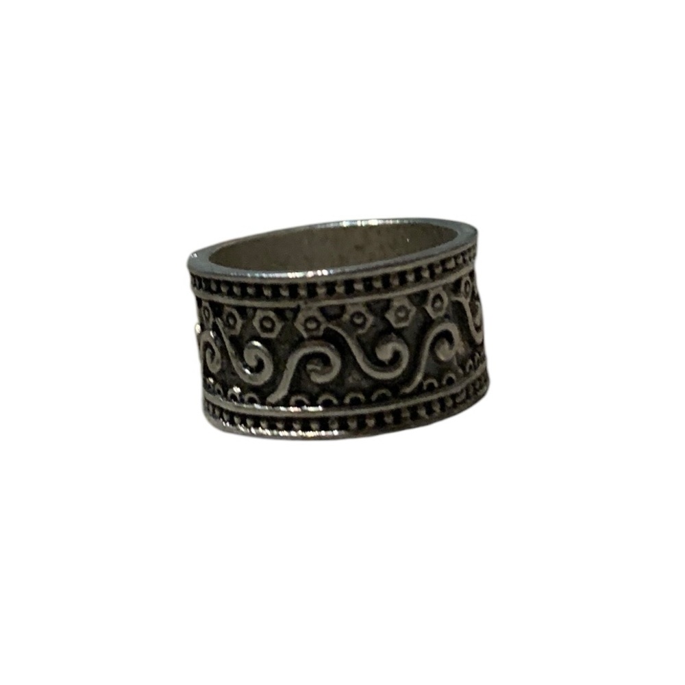 Abstract Design Metal Wide Band Ring
